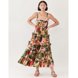 Farm Rio Pink Cocoa Forest Maxi Dress NWT! Bohemian, Festive, Beautiful!